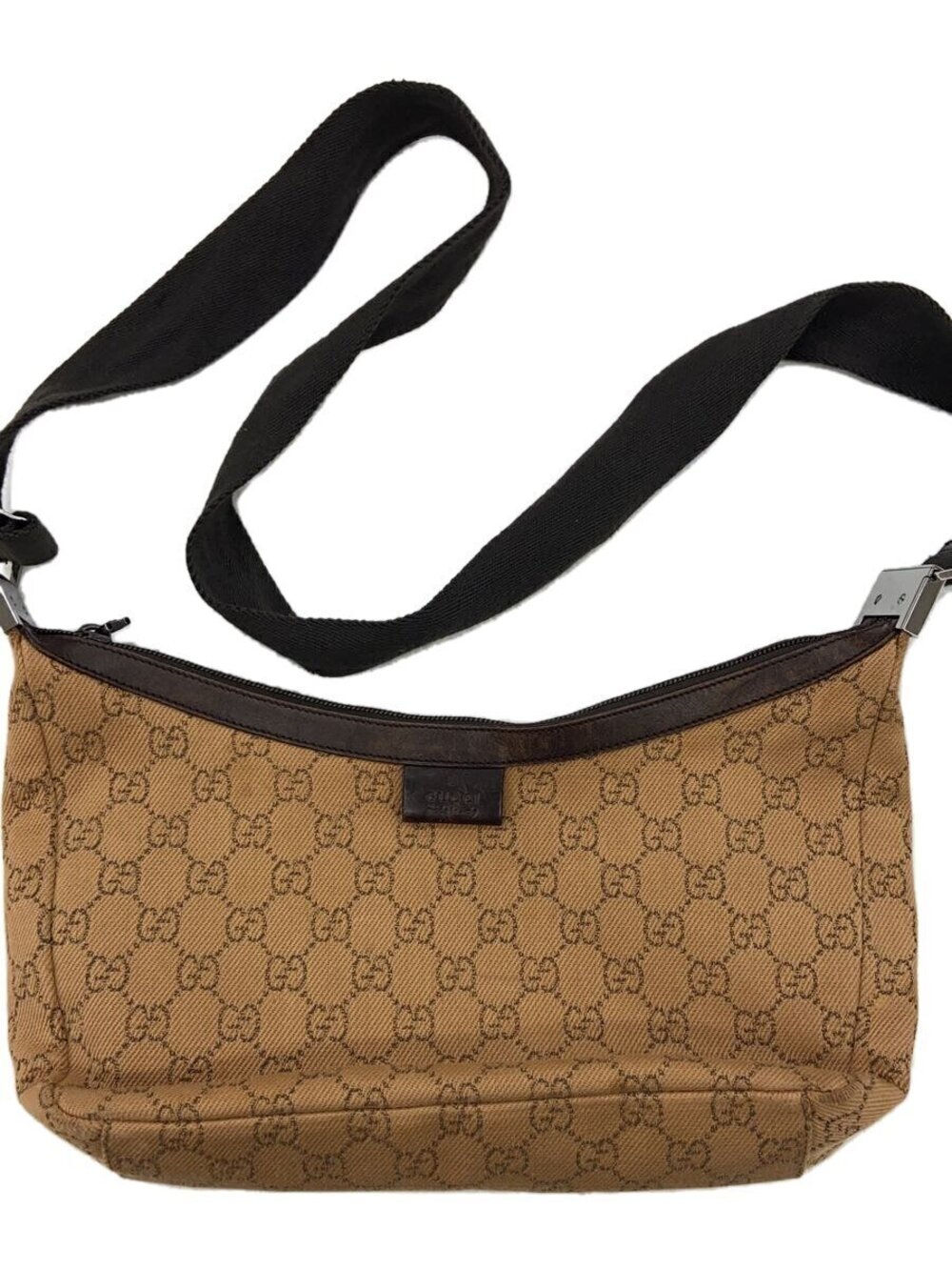 Gucci GG canvas shoulder bag beige brown monogram crescent moon